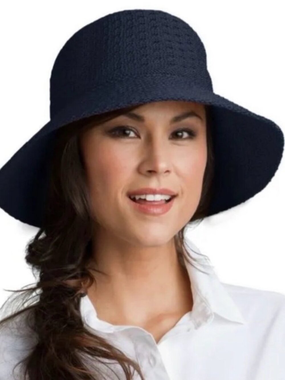 Coolibar Marina Navy Woven UPF 50+ Sun Hat